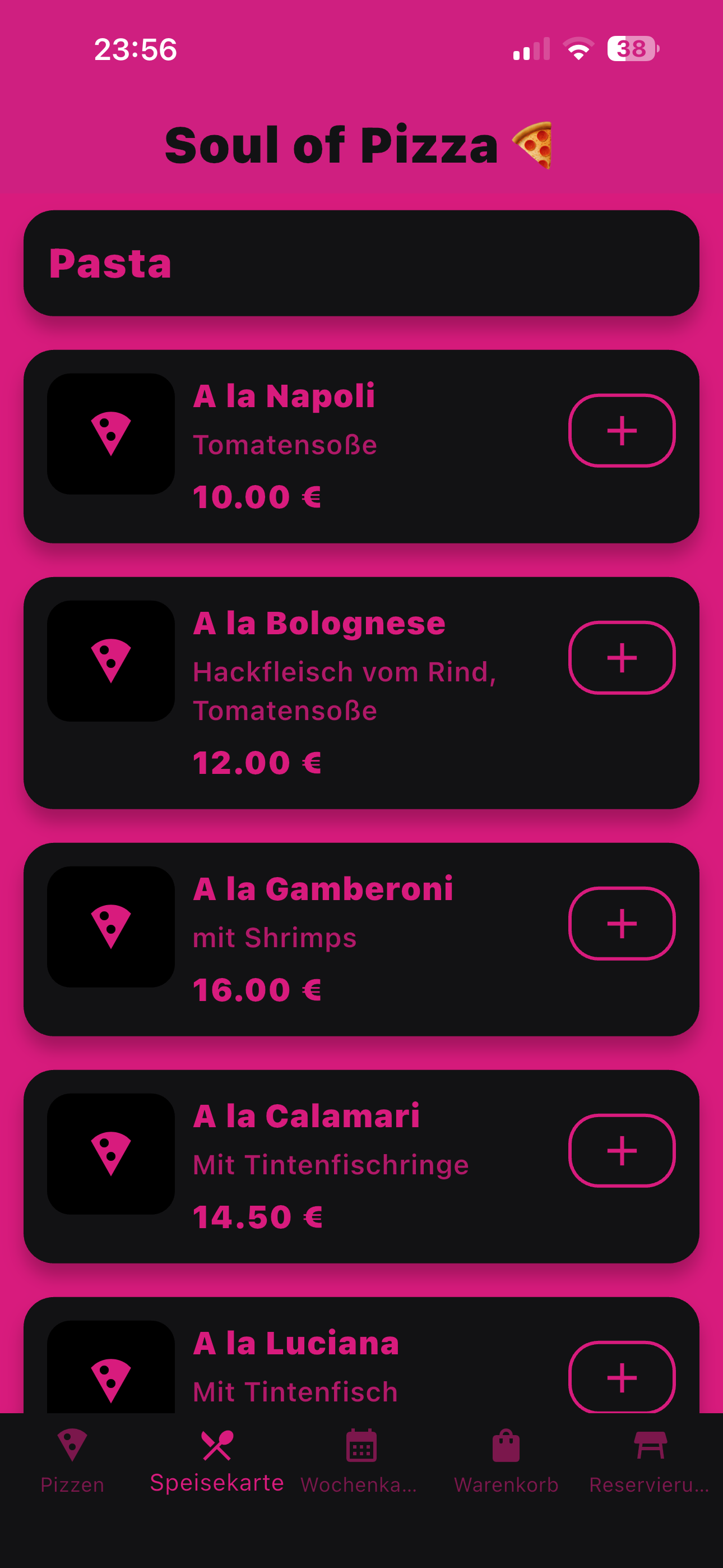 Soul of Pizza Speisekarte